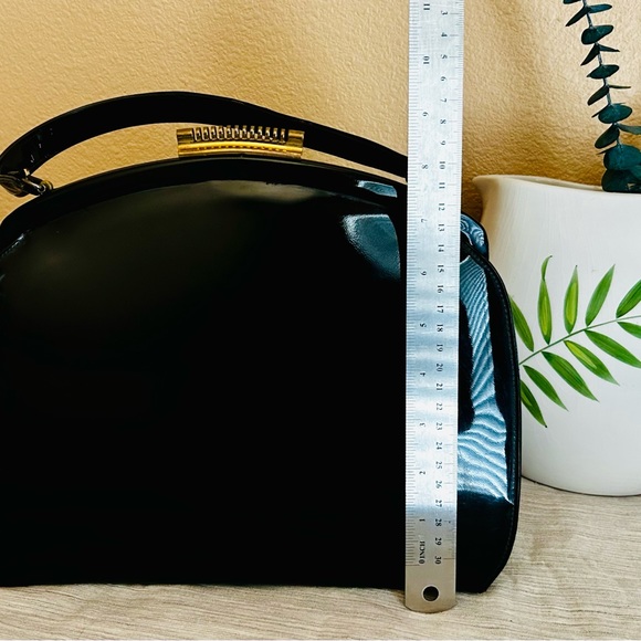 Vintage Theodor California Handbag black patent brass trim - Picture 4 of 11
